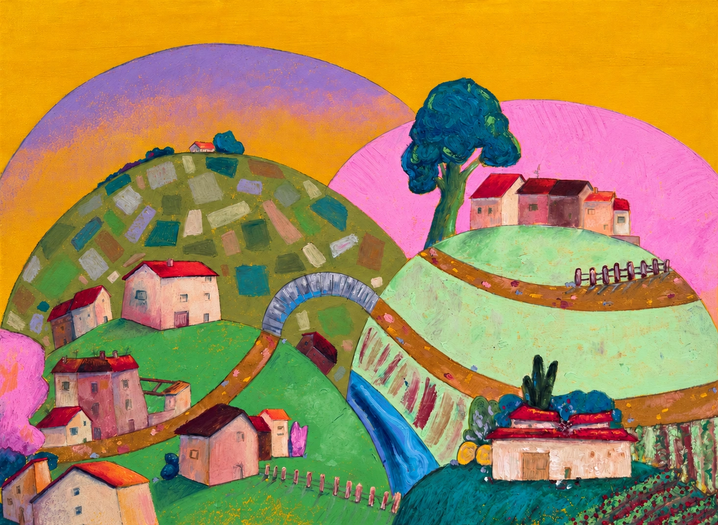 The painting with its sheep lifted out and the meadow restored
