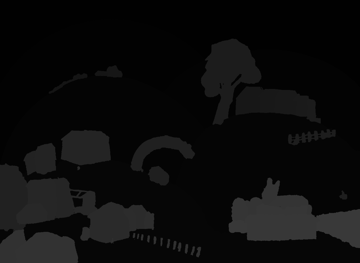 The touch map: each painted element as a pale shape on black